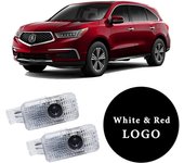 Proyector de luz LED para puerta de coche, 2 unidades, que nunca se decolora, con logotipo de puerta, luz de cortesía láser HD para accesorios de la serie RLX/MDX/ZDX/TLX/TL/RDX (blanco y rojo)