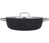 ARCOS Samoa - Cacerola Baja Antiadherente con Tapa de Cristal (28 cm), Aluminio Forjado, Recubrimiento Antiadherente Eclipse®, Asas de Acero Inoxidable, Apta Cualquier Cocina, Horno y Lavavajillas, Full Induction, Sistema Ahorro Energético