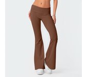 Women's Fashion Solid Color Slim Fit Slim Reverse Waist Low Waist Elastic Waist Flare Pants Pants for Women Women’s Pants 2024