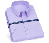 Mens Business Casual Short Sleeve Shirt Classic Plaid Striped Checked Male Social Dress Shirts Purple Blue 5XL Plus Large Size