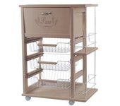 Mediawavestore - Carro Portapan 3 Cajones Botellero con Ruedas Tortora