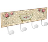 PERCHA pared metal diseño Retro Vintage decoración SALLE BAIN baño con 4 GANCHOS porcelana