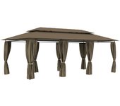vidaXL Cenador con Cortinas Gris Taupe 180g/m² 600x298x270 cm Pérgola Jardín