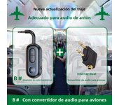 Bluetooth 5.3 Audio Transmitter Receiver 3.5MM AUX Hifi Stereo Music Wireless Adapter With Mic For Car Airplane TV PC Headphone