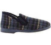 Wamba Confortable Zapatillas de casa a cuadros con interior de borreguito y elásticos laterales. Marca de Calzados Victoria 202002