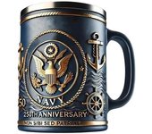 Taza 3D conmemorativa del 250.º aniversario militar, creativa taza de café hecha a mano del Cuerpo de Marines, regalo de temática militar para veteranos, Ejército, Marina, Fuerza Aérea (Marina)