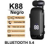 New K88 Lavalier Business Headset Bluetooth 5.4 Bass Earphone Call Vibration Reminder+Voice Number Reporting Wireless Headphone