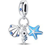 Ocean Series 925 Silver Luminous Shell Pearl Fishtail Tortoise Charms Beads Fit Pandora 925 Original Bracelets Fine DIY Jewelry