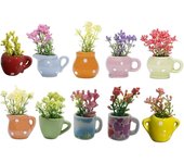 Lindos mini imanes de plantas para nevera (paquete de 8/10) - Imanes 3D de cerámica para floreros, decoración divertida para cocina, oficina, pizarra y taquilla - Decoraciones realistas de plantas pequeñas