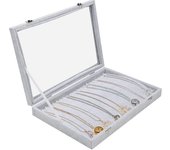 Bandeja Joyas Terciopelo Gris Expositor de Joyas BandejaTerciopelo helado [caja de collar de 20 dígitos] - Organizador Joyas Cajones para Collares, Brazaletes, Pendientes y Tobilleras
