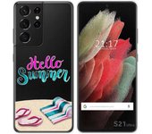Tumundosmartphone Funda Gel Transparente para Samsung Galaxy S21 Ultra 5G diseño Summer Dibujos