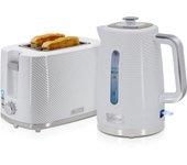 Briebe SKT1170WHT Elegance Set Tostadora Pan Ranura Ancha 2 Rebanadas + Hervidor  Agua Eléctrico 1,7L Inalámbrico, 2200W, Blanco