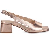 Sangiorgio Sandalia para mujer en cuero metálico de cobre con tacón cómodo 1216