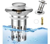 Visulong Tapón de drenaje de acero inoxidable, colador de drenaje multiusos universal para fregadero de baño, colador de drenaje universal de acero inoxidable Compositiont, emergente con extraíble (1 unidad)