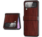 Case for Samsung Galaxy Z Flip 3 Flip4  Flip5 bamboo wood pattern Leather foldable for samsung galaxy z flip3 flip 4 zflip5 case