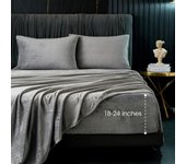 Sábanas de franela tamaño King con Monedero Profundo, sábanas de terciopelo de Felpa micro de 250g/m², sábanas de lujo para hotel suave y transpirables de color gris, cálidas de vellón que se adaptan a los colgones de hasta 24 pulgadas