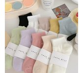 5/10 Pairs Women Macaron Colored Short Socks Fashionable Simple Soft Comfortable Sweat Absorbing Breathable Casual Socks