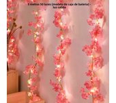 Artificial Pink Cherry Blossom Vine Lights Romantic Sakura LED Lamp String for Wedding Garden Arches Curtains Room Outdoor Decor