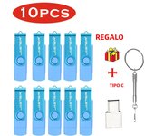 JASTER 10 PCS LOT Pen Drive 128GB 3 IN 1 Memoria USB 64GB Key Chain USB Flash Drive 32GB Free TYPE-C Adapter Memory Stick Gift