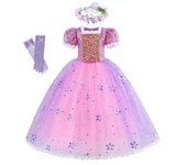 Girls Rapunzel Princess Dress Children Fancy Cosplay Tangled Costume Set Halloween Carnival Birthday Party Gown Outfit Clothes