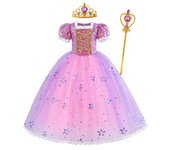 Girls Rapunzel Princess Dress Children Fancy Cosplay Tangled Costume Set Halloween Carnival Birthday Party Gown Outfit Clothes