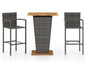 vidaXL Conjunto de bar para jardín 3 piezas gris