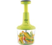 Picadora Mezcladora Por Presión LifeStyle - Con Hojas De Acero Inoxidable y Base Antideslizante - Picadora Batidora Licuadora Manual Alimentos Fruta Verduras   Fácil Limpieza 1000ml