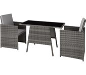Tectake - Conjunto de ratán LAUSANNE, Diseño elegante y atractivo, Cojines extraíbles, Mesa con tablero de cristal extraíble