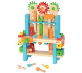 GOKI. Mi primer Banco de Herramientas  57 piezas de Madera Montessori , caja de trabajo de juguete Producto Aleman. Desarrollo motriz. Niños y Niñas  3 4 5 6 7 años
