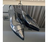 2024 Black Pumps Elegant Women High Heels Patent Leather High-heeled Stiletto Heel Pointed Toe Slingback Summer Ladies Shoes