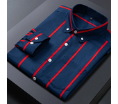 Men's Striped Shirts Formale Casual Printed Plaid Shirt Long Sleeve Slim Fit Botton Down Male Office Business Dress Shirt M-5XL