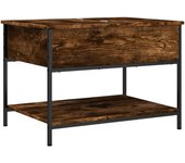 vidaXL Mesa de centro madera ingeniería metal 70x50x50 cm Negro, Roble Sonoma, Roble ahumado Mesita de Salón o Comedor o Auxiliar Mesa de Café Meuble Salón
