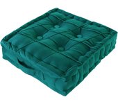 Cojín redondo para el suelo, cojín cuadrado de terciopelo para meditación, cojines gruesos con mechones para sala de estar, yoga, dormitorio, sofá, azul lago, 45 cm