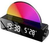 Reloj despertador lámpara despertador espejo pantalla digital LED Ajuste de luz de color RGB lámpara fluorescente analógica