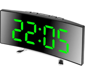 LED Large Screen Plug-in Battery Dual-purpose Mirror Alarm Clock,Creative Curved Electronic Clock, Student Bedroom Dedicated