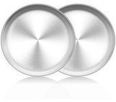 Pizza Baking Tray Set of 2, 10 inch Stainless Steel Round Oven Baking Sheet Pizza Pan, Non Toxic & Healthy