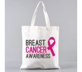 1 Set Pink Breast Cancer Awareness Printed Tote Women's Fashion Cosmetic Bag Eco Large Capacity Portable Shopping Bag Purse