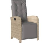 vidaXL Sillón reclinable de jardín con reposapiés ratán PE