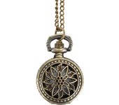 Vintage Steampunk Hollow Flower Quartz Pocket Watch Necklace Pendant Chain Clock Gifts