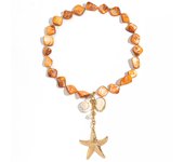 Lacteo Bohemia Orange Geometric Stone Chain Necklace Elegant For Women Gold Color Chunky Thick Star Pendant Ocean Beach Jewelry