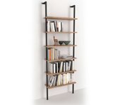 Miroytengo Estantería Librería Rus de Pared Roble Safir y Negro 60x183x20 cm
