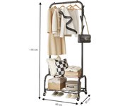 LUTODY - Perchero pie de burro, Colgador de ropa, Soporte resistente con estante para zapatos zapatero, Bolso, Accesorios, Prenda, Multifuncional, Salón, Dormitorio, Sala de estar, Recibidor, Entrada