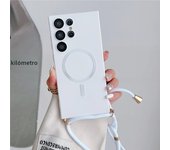 Lanyard Crossbody Necklace Magnetic Charging Case For Samsung S24 Ultra S23 S22 S21 Plus S20 Matte For Magsafe Shockproof Cover