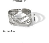 Encanto Anillo de acero de titanio de acero inoxidable que no se decolora, anillo con patrón de martillo Irregular para playa y verano, accesorio de joyería de moda