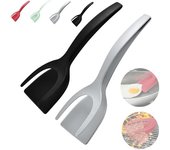 Espátula para yemas, espátula para huevos fritos con yemas, pinzas para espátula con agarre y giro, espátula de silicona de doble cara para huevos fritos, pinzas para girar y girar, espátula para huevos, pan, pescado, panqueques, tostadas, color negro
