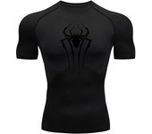 Spider Print Compression Shirts for Men Summer Short Sleeve Rash Guard Gym Workout Tshirt Athletic Quick Dry Undershirts Tops