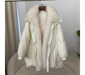 OFTBUY 2024 Fashion New Autumn-winter Real Fox Fur Collar Jacket Women Warm Thick White Goose Down Coat Luxury Fox Fur Jacket