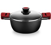 Bra - Cacerola Alta Premiere, De 20 a 32 cm, Incluye Tapa Cristal y Asas de Silicona, Reparto Temperatura, Revestimiento Antiadherente