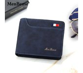 Nueva cartera para hombre, estilo casual, con múltiples tarjetas, estilo esmerilado, corta, de PU, con tres pliegues.
