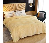 Extra Soft Blanket, Super Soft Warm Flannel Microfiber - Lightweight - Lint Free, Plaid Fleece Blanket for Couch, Bed, Travel, Travel, Adults (Yellow and White, 120x200cm)